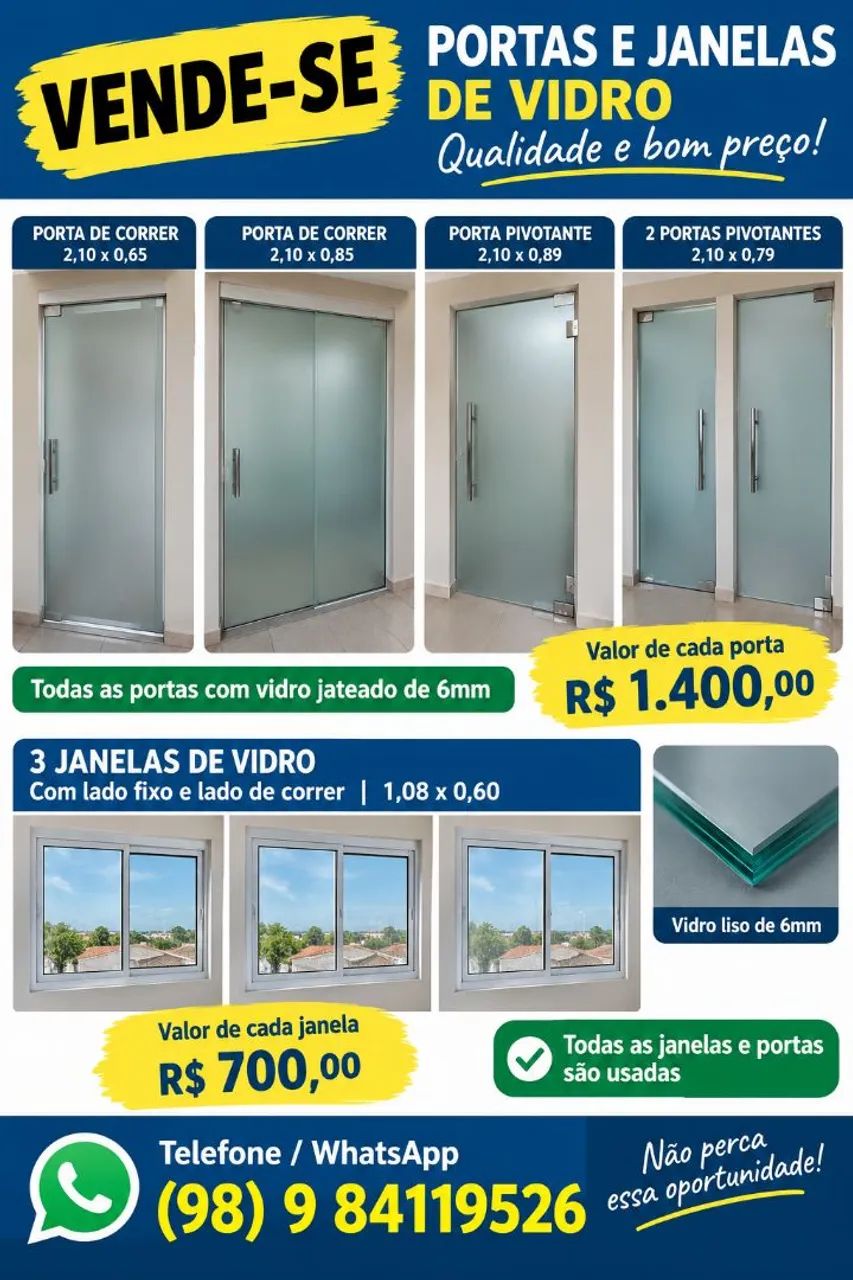 Portas e janelas de vidro 