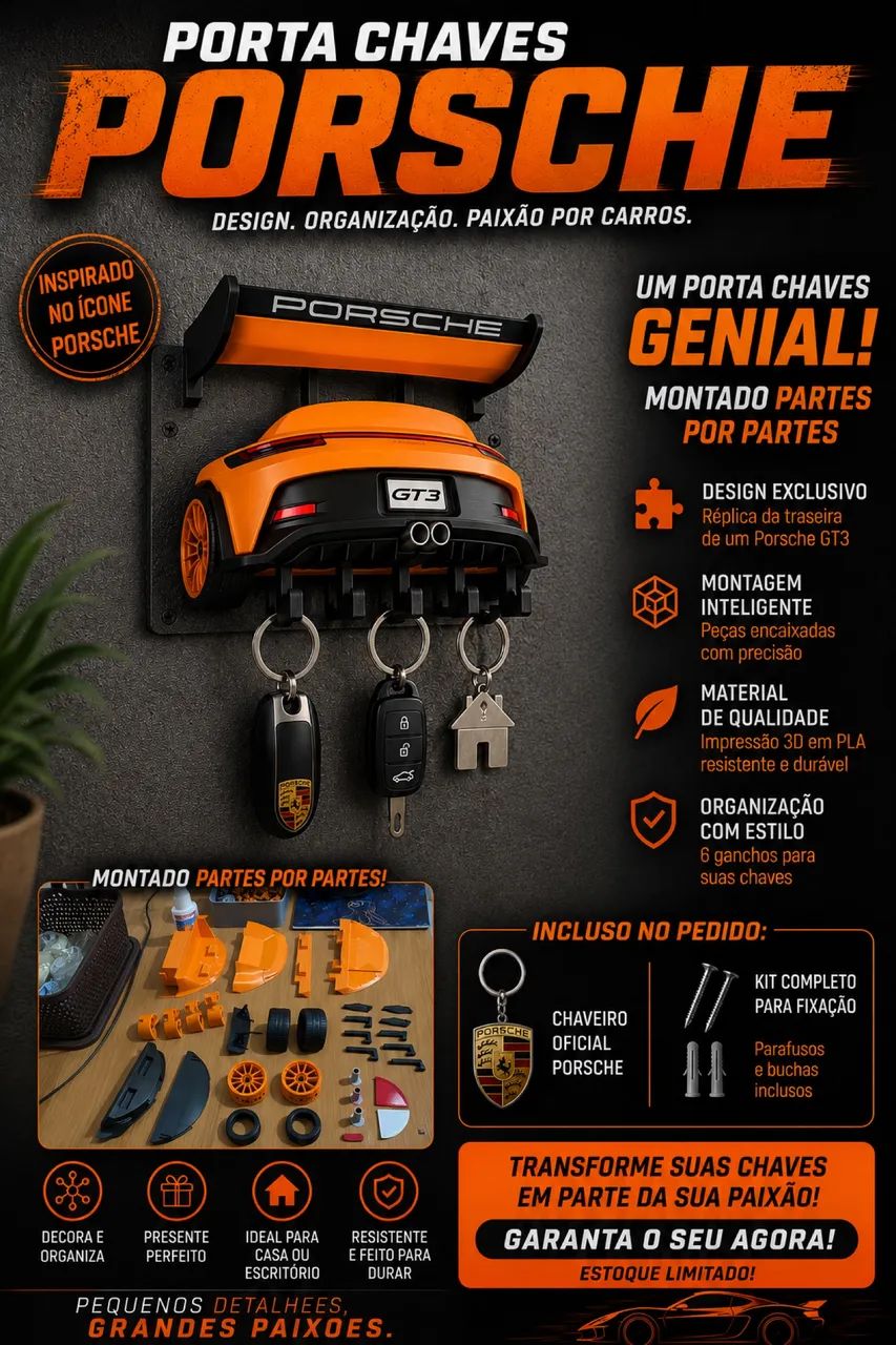 Porta chaves Porsche. 3D - Foto 3