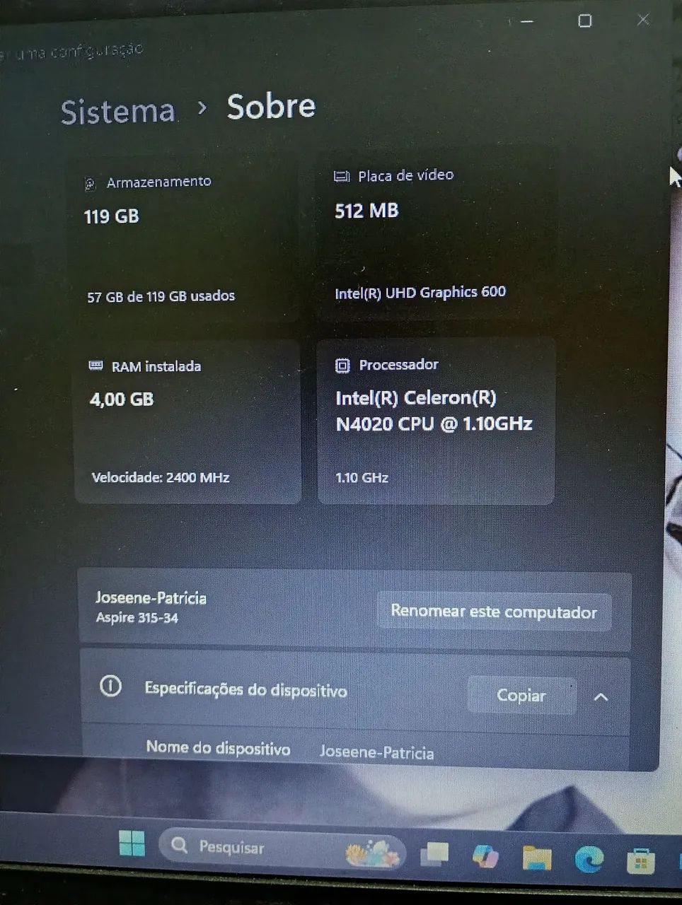 Notebook Acer Aspire 3 SSD 128GB Windows 11 - Foto 5