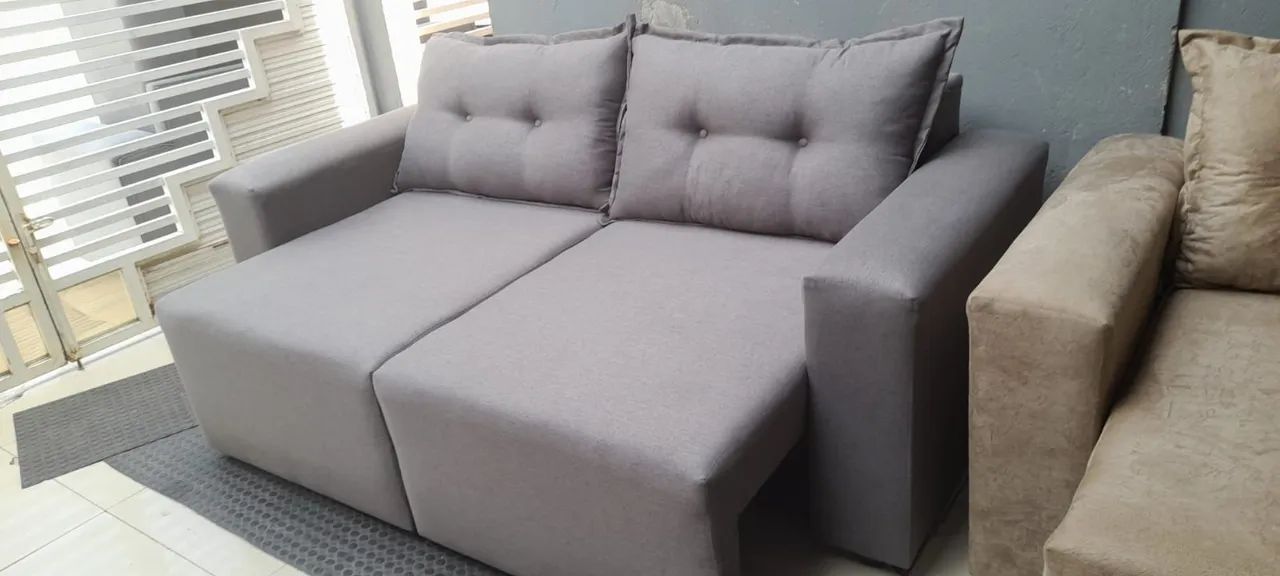 Sofá retrátil 2m tecido linho 417563164510801922