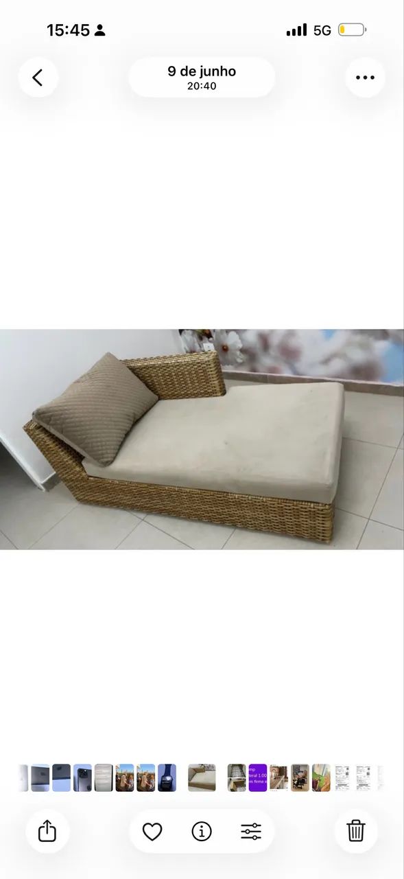 Chaise área externa de vime junco 