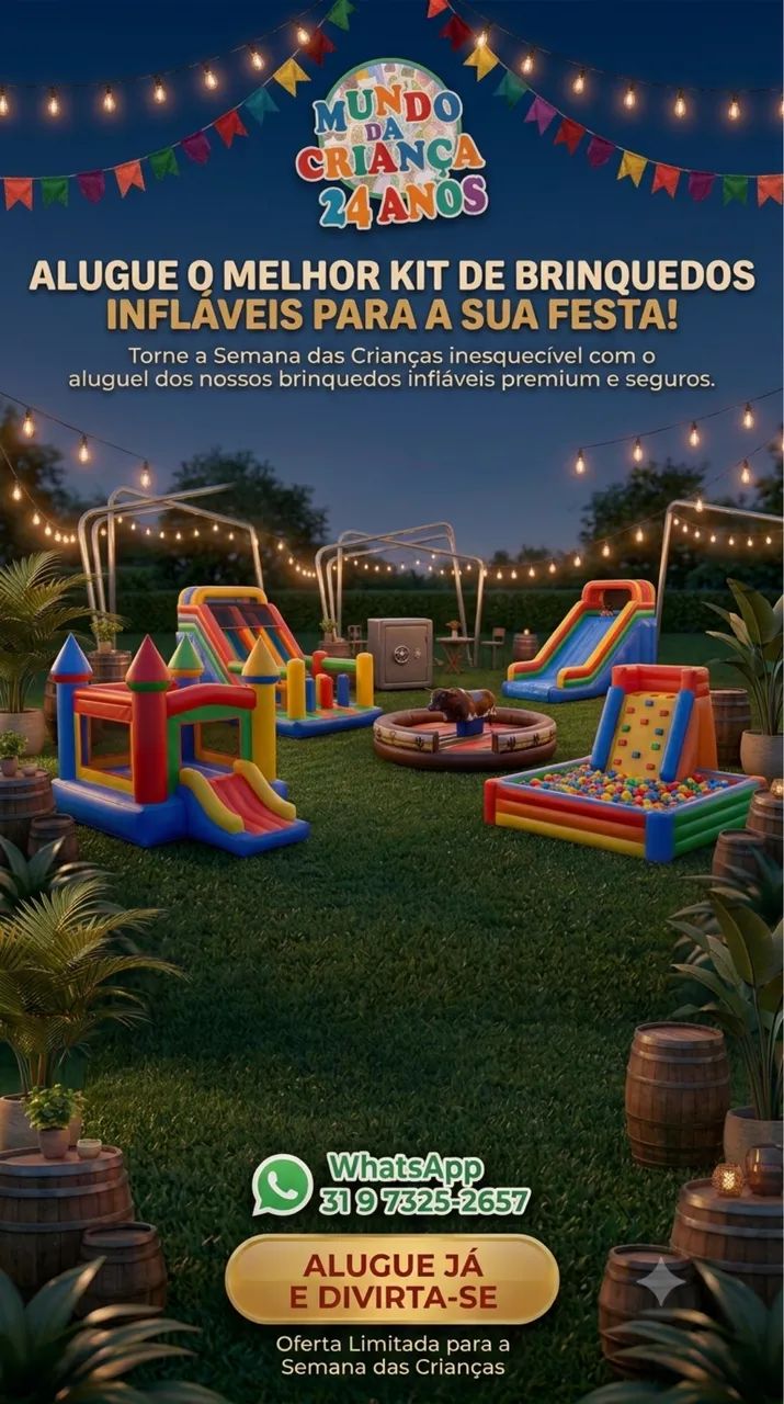 Locação de brinquedos, festas em geral
