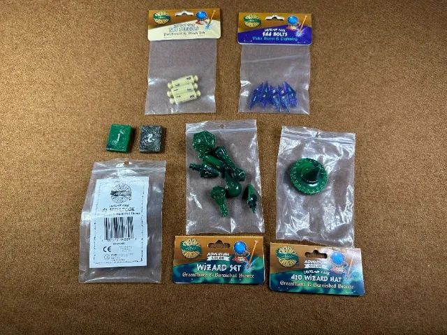 Dados de RPG Mago Bruxo Feiticeiro Polyhero WIzard Set Greenflame & Burnished Bronze