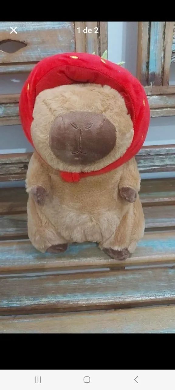 Capivara morango de pelúcia 