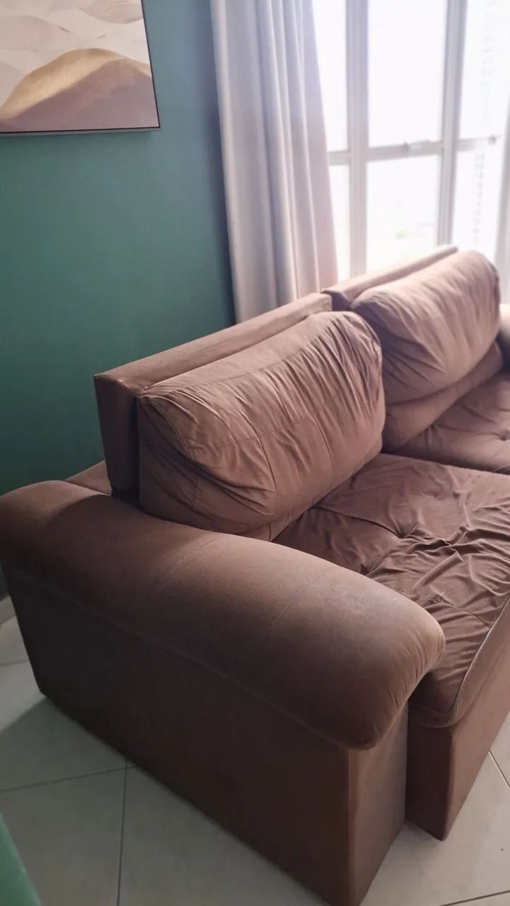 Sofá Retrátil e Reclinável 2,30m Marrom Super Confortável (Preço de Desapego) - Foto 2