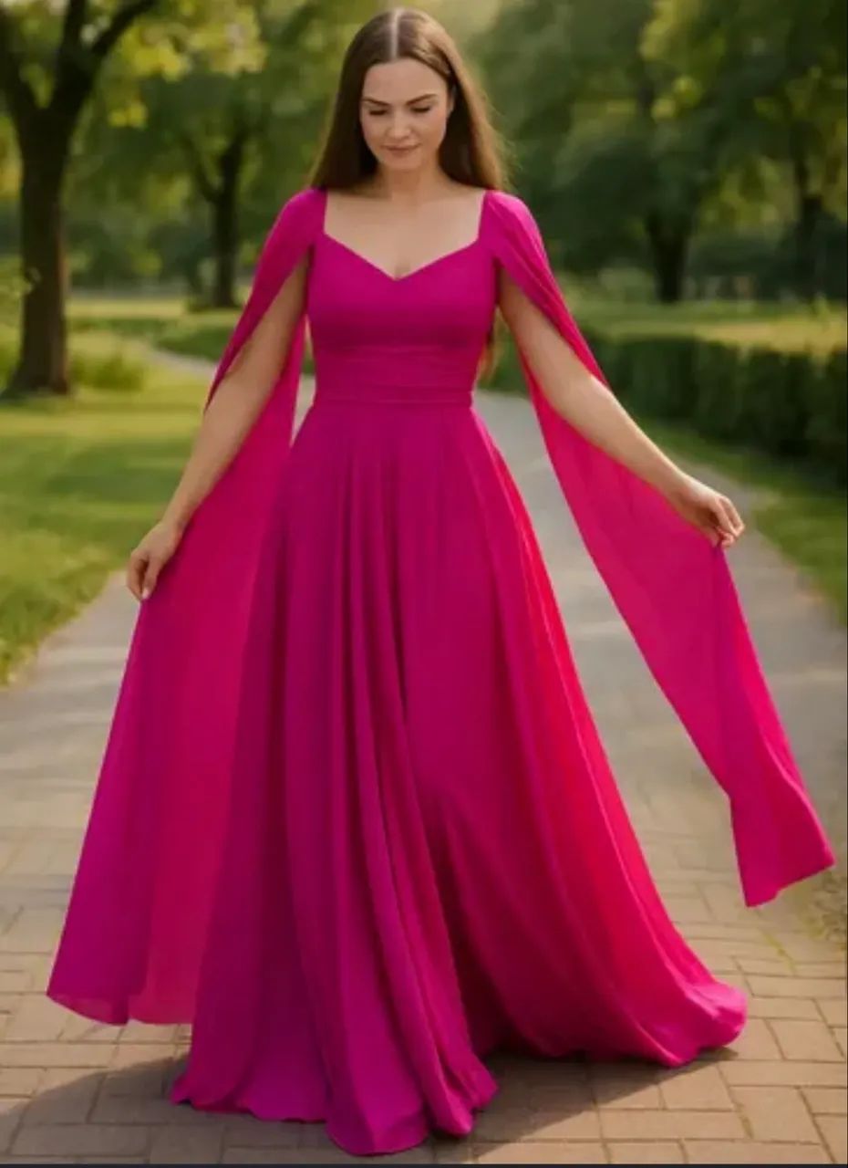 Vestido elegante longo marsala