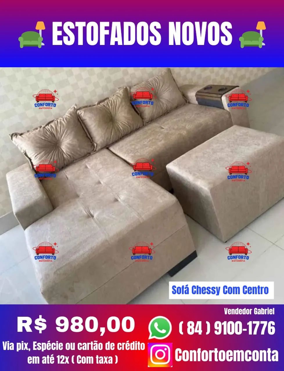 Sofá De Canto Chessy Com Centro : R$ 980,00  - Foto 4