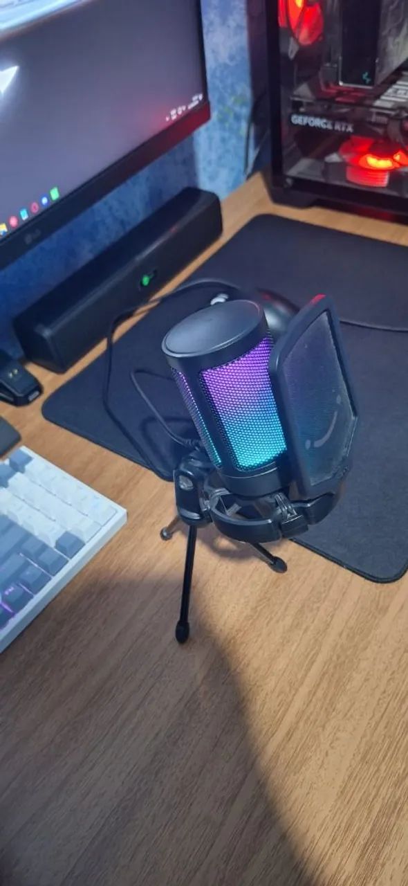 Microfone Fifine A6V RGB + Braço Articulado de mesa - Foto 3