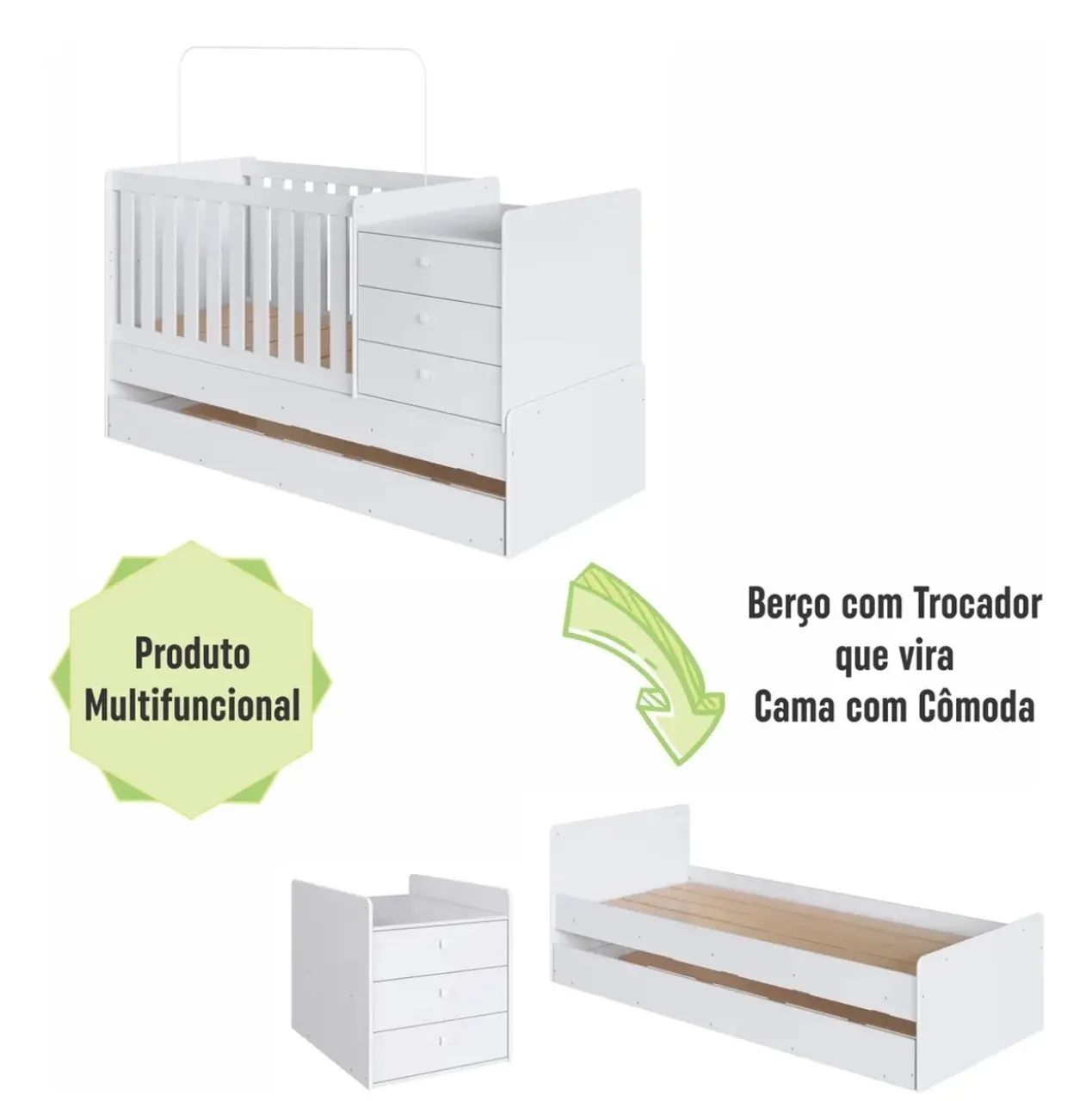 Berço com cama auxiliar + colchão  - Foto 4