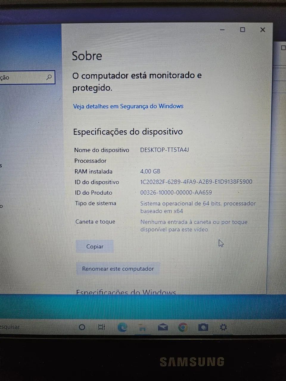 Notebook Samsung 