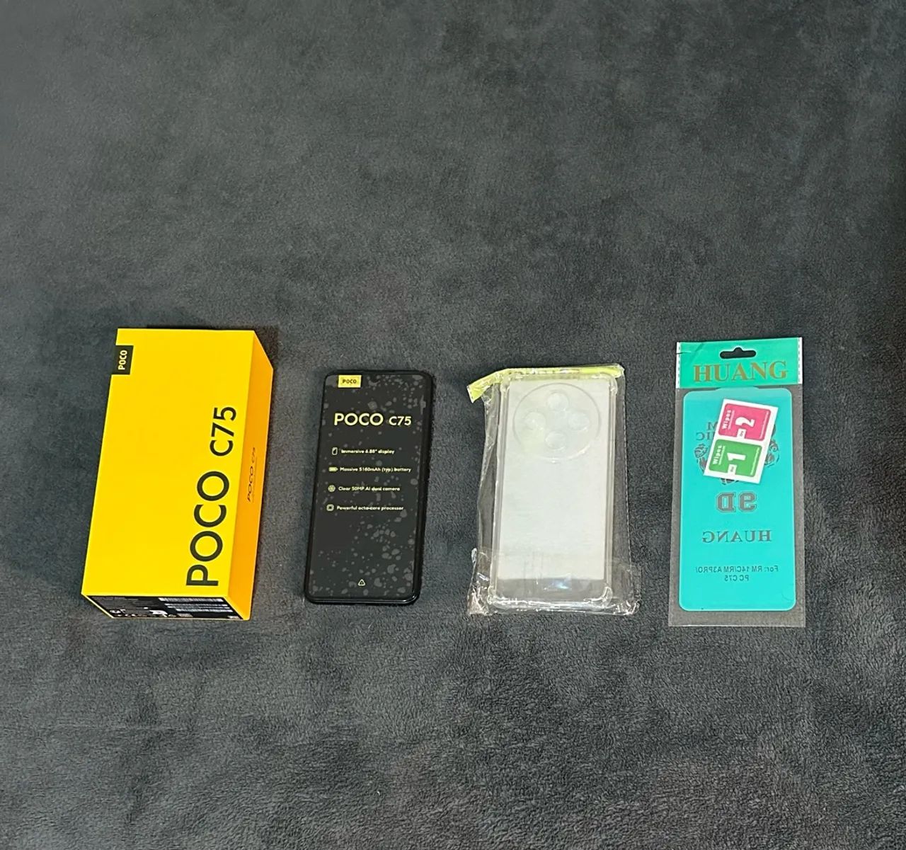 Celular POCO C75 256GB + Capinha e Película