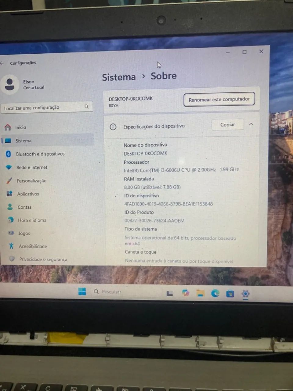 Notebook Lenovo - i3, 8GB RAM, HD 500GB