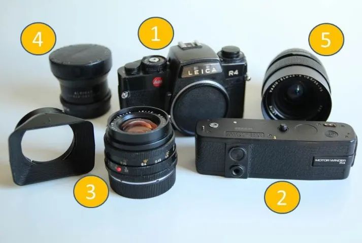 Leitz Leica R4 e equipamento