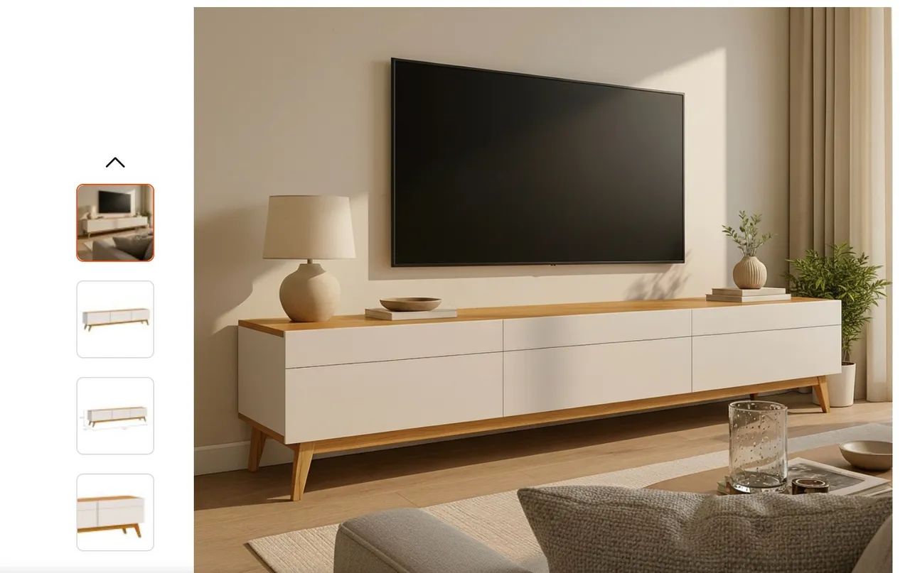 Rack para TV até 85 Polegadas 3 Gavetas Branco e Cedro - Foto 5