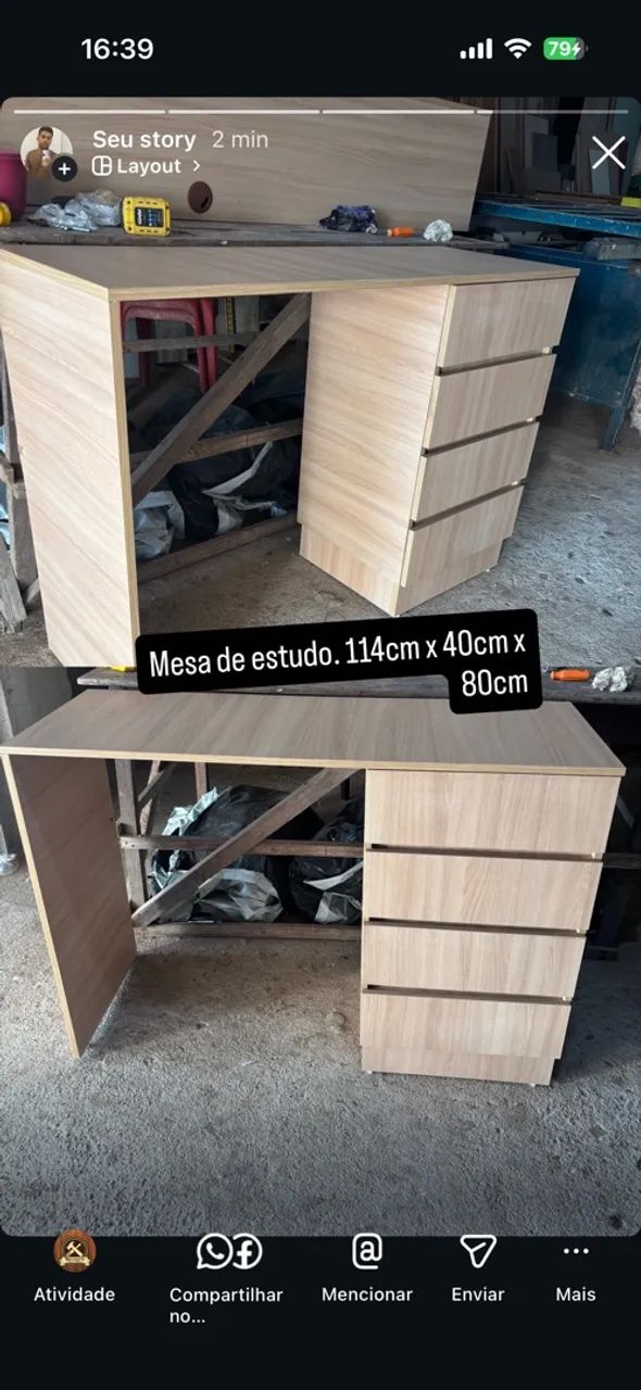 Mesa de estudo com duas pranchas  - Foto 2
