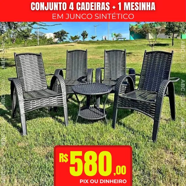 JOGO DE CADEIRA EM JUNCO SINTÉTICO