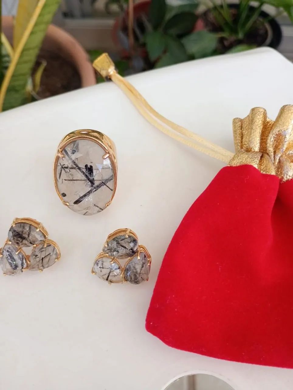 Conjunto anel e brinco