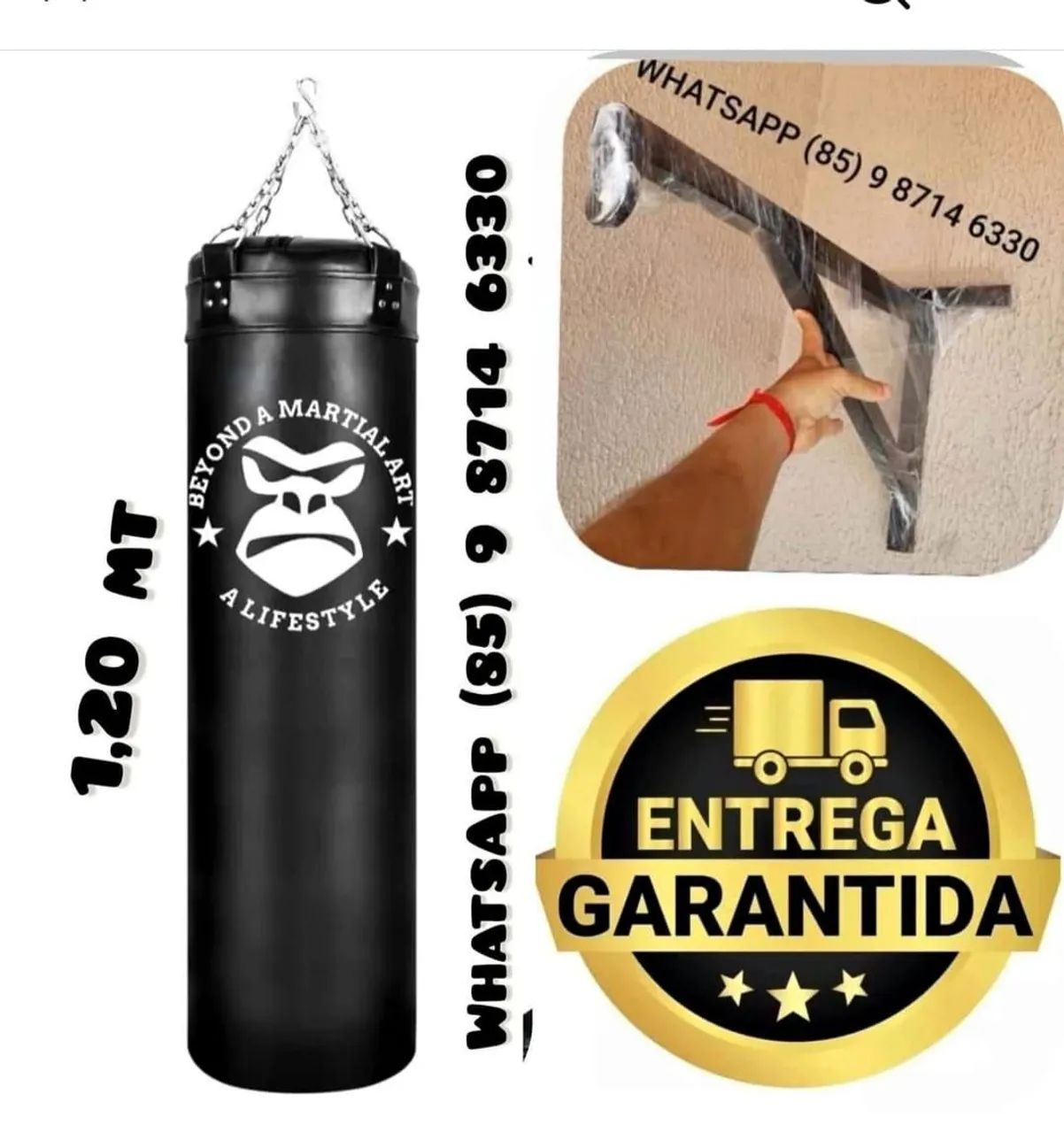 Saco de pancada e boxe Gorilla 1,20 mt e suporte.  Entrega grátis 