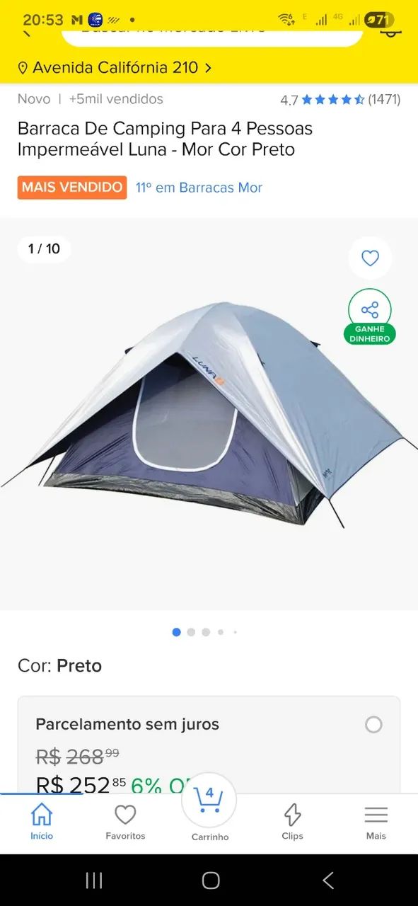 Barraca de camping mor 4 pessoas 