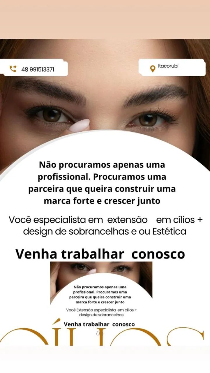 Parceria: Designer/ Lash Lifting/Sobrancelha e ou Estética 