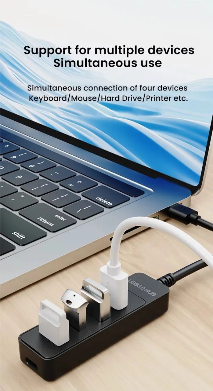 Hub USB 3.0 Multifuncional de 4 Portas Tipo-C - Foto 2