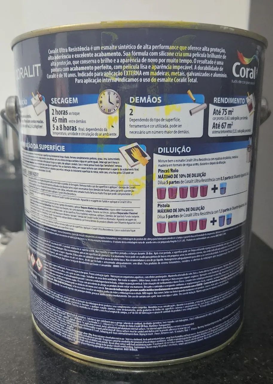 Tinta Coral Coralit Ultra Resistência - Galão 3,6 Litros - Marrom Acetinado Premium - Foto 3