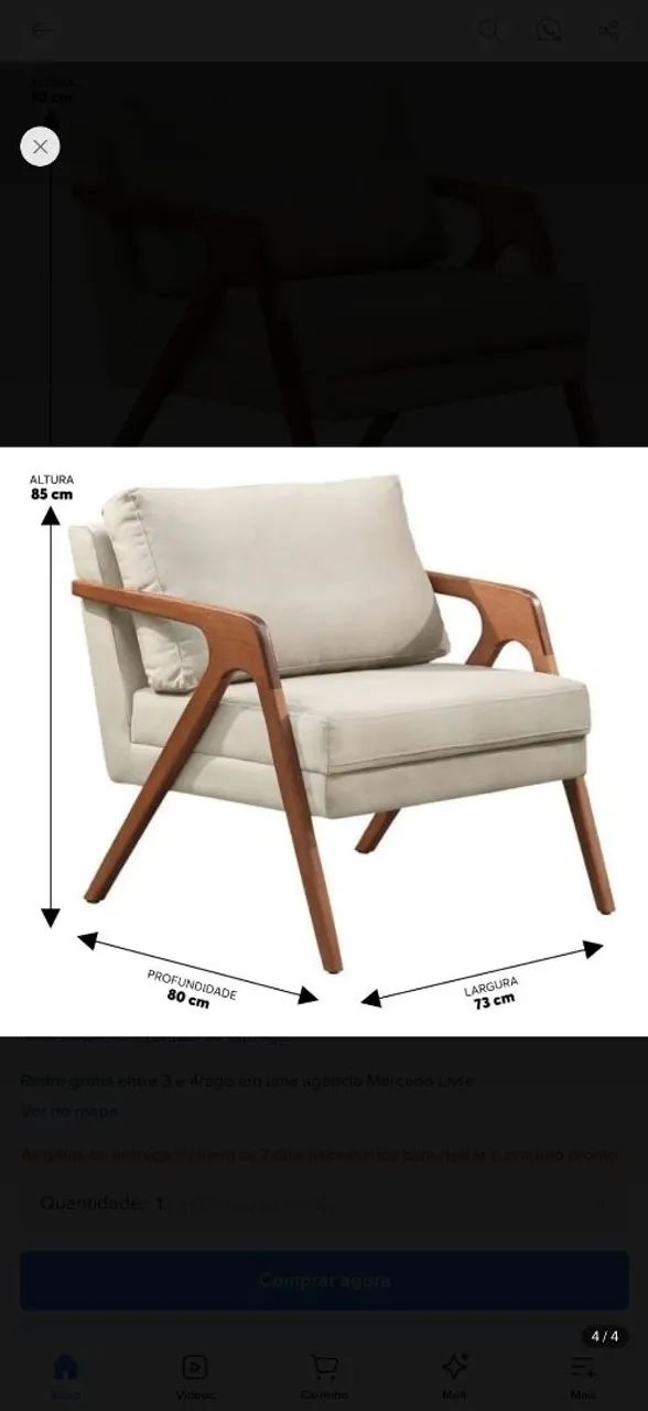 2 poltronas decorativas madeira maciça luxo linho bege - Foto 5