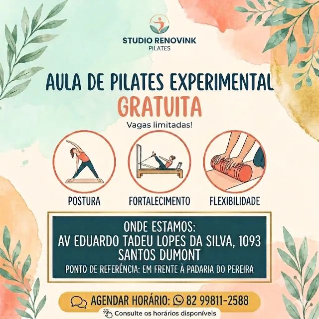 Aulas de pilates e fisioterapia traumato.