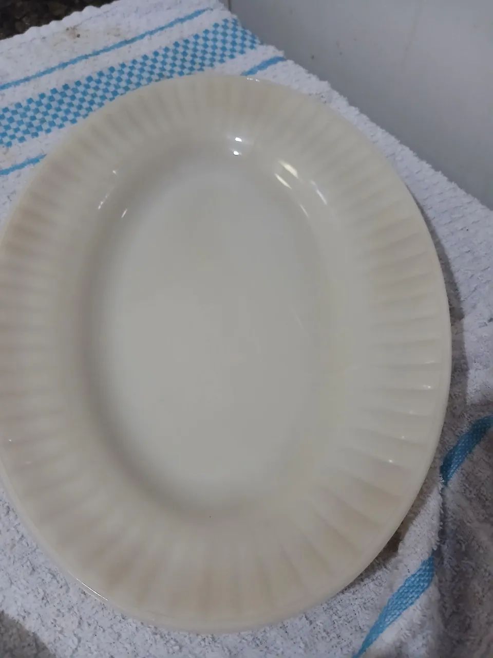 Travessa oval rasa antiga colorex 