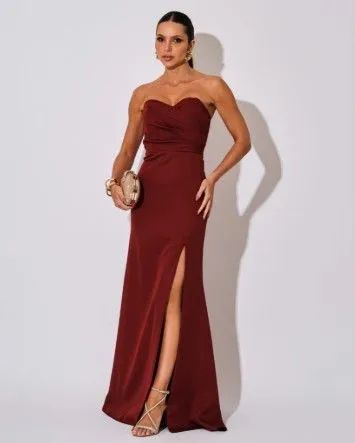 Vestido de festa Marsala 