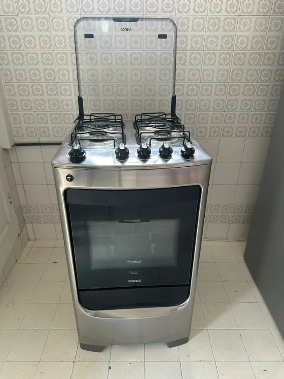 Fogão Piso Consul CFO4N 4 Bocas Inox Bivolt (Está para gás de rua)