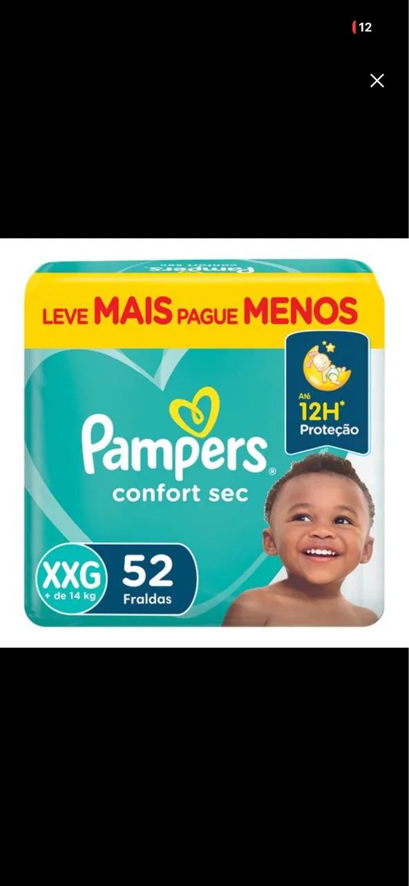 Fralda XXG Pampers confort sec