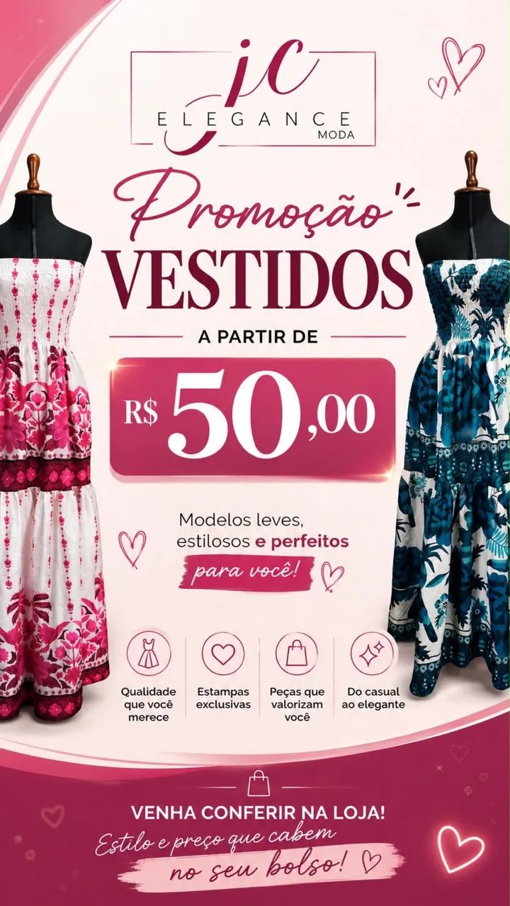Promoção de vestidos longos e curtos 
