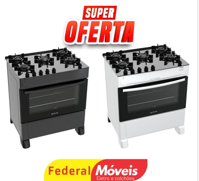 Fogão 5 bocas Mesa de vidro Promocão Fazemos entrega