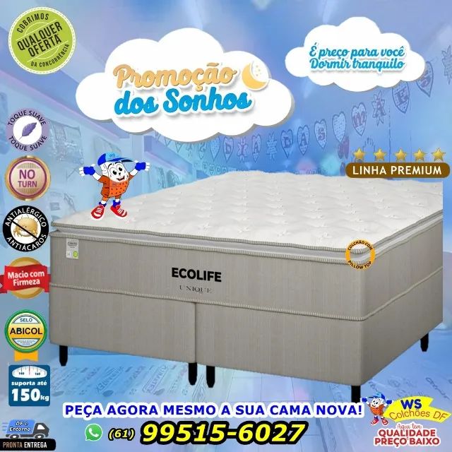 Cama Box + Colchão Super King Size Linha Super Premium (Oferta por tempo Limitado)