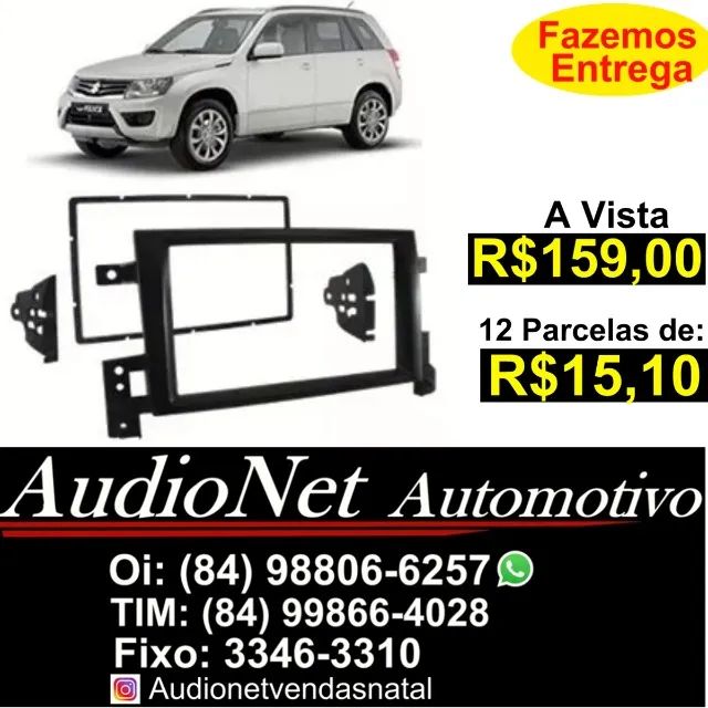 Moldura 2 Din Painel Grand Vitara Central Multimidia Mp5 Mp8 Som Carro Veicular