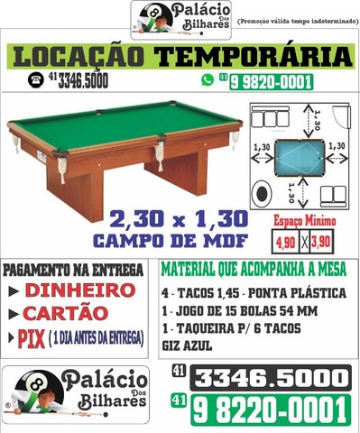 Locação - Mesa de Sinuca - Bilhar - Curitiba