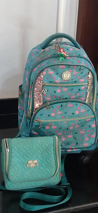 Mochila e Lancheira Flamingo da Kika