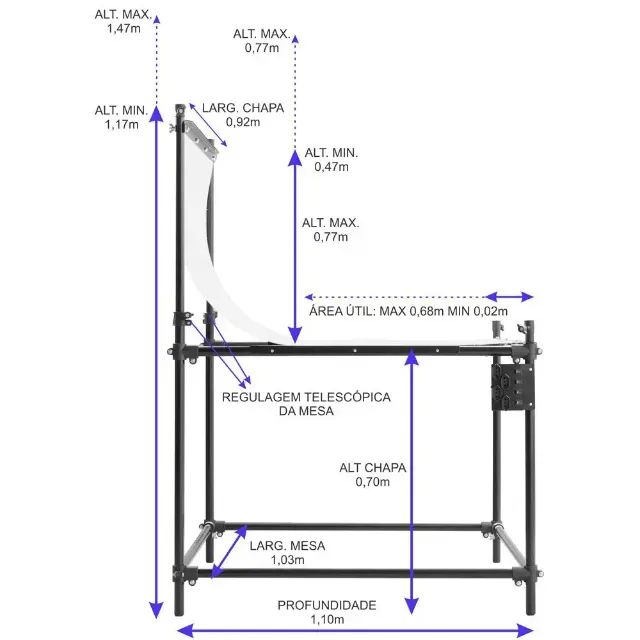 Mesa de still ATEK Média Telescópica Avulsa - Foto 2