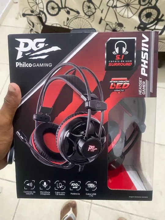 Headset Gamer Philco Gaming PHS11V com LED Vermelho