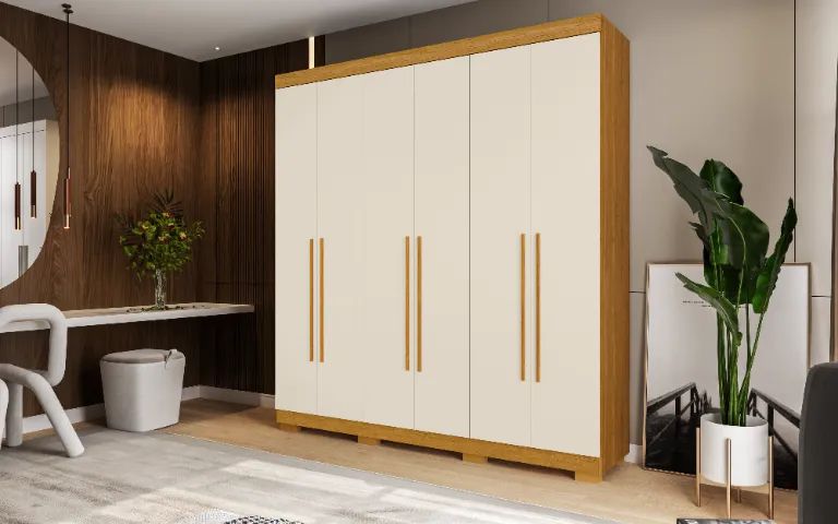 Guarda-Roupa de Casal com 6 Portas de Bater Átaga