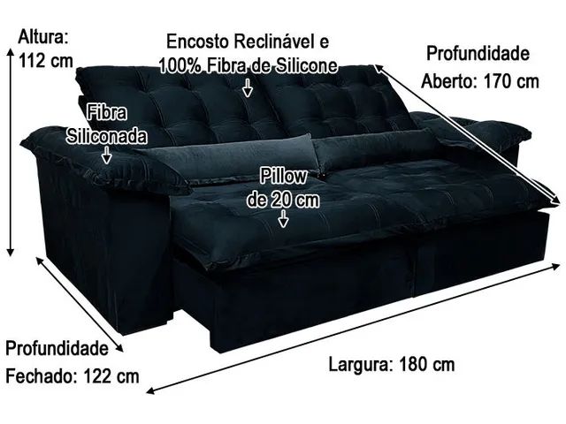 Sofá Retrátil Reclinável 1,80m Percinta e Molas Bonnel SUPER CONFORTO a64 - Foto 3