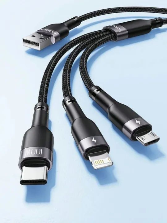 Cabo 3 em 1 Toocki ORIGINAL USB Tipo C, carregamento