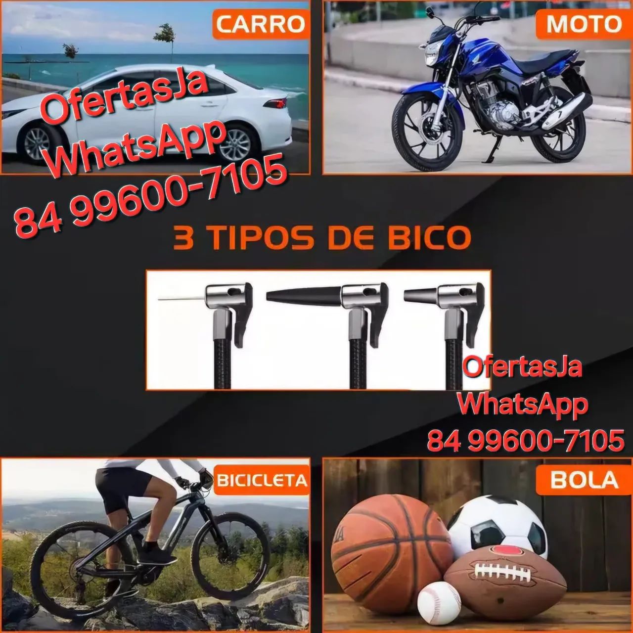 Calibrador Compressor de Ar Portátil Recarregável sem Fio Usb - Foto 3