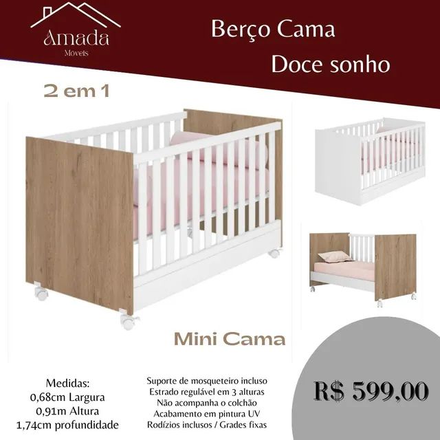 Berço mini cama Doce sonho, colchão incluso , promoção Entrega  em 3 dias 