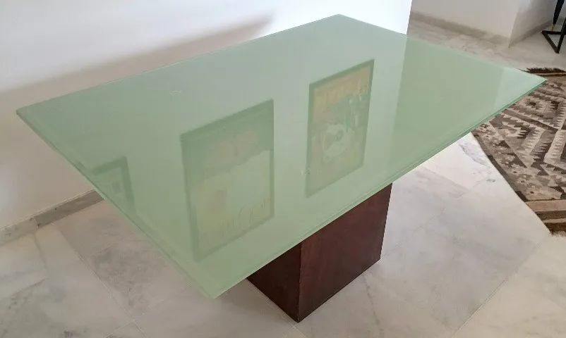 Mesa de jantar (retangular) grande, vidro 20mm, base central64962147574402122