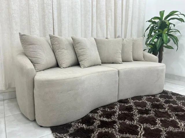 Sofá Orgânico 2.20m Almofadas Decorativas e Molas Bonnel l75