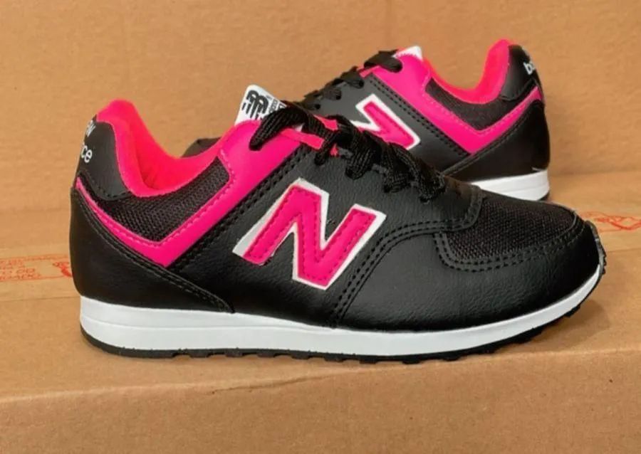 Tênis New Balance 574 Infantil Preto com Rosa Calçados Parque