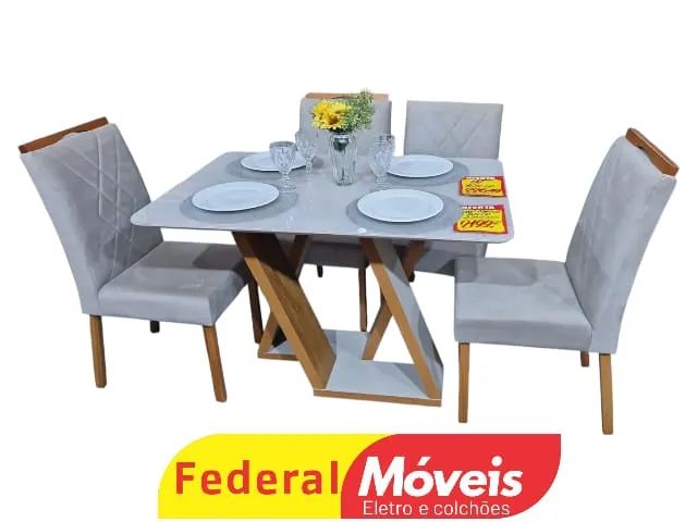 Mesa de Jantar 1,20x90cm c/ 4 Cadeiras - Mega Desconto