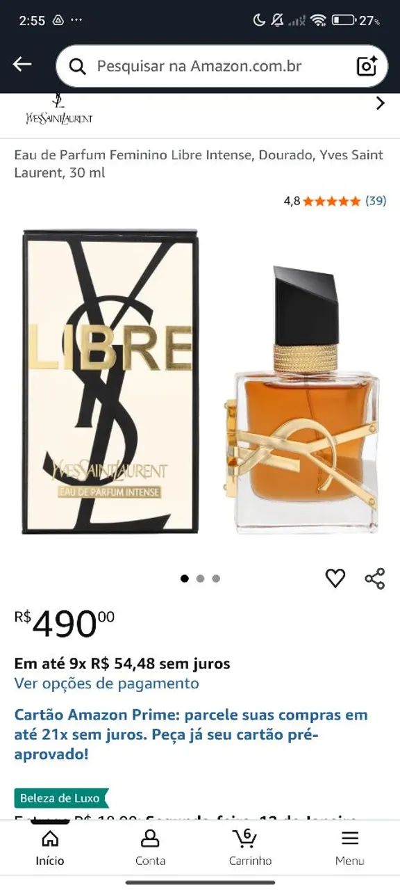 ORIGINAL Ivys Saint Laurent, perfume libre intense feminino<br>ORIGINA